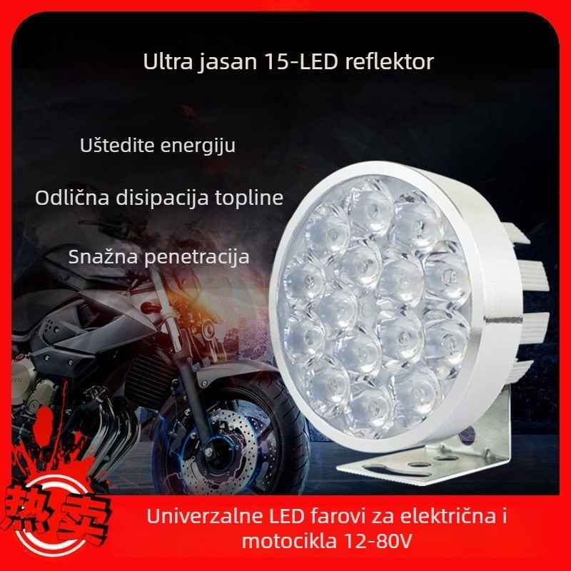 Žarulja glavnog svjetla za motocikle za električna vozila i tricikle, refit spot svjetlo, 1W, vanjski nosač, zamjena žarulje