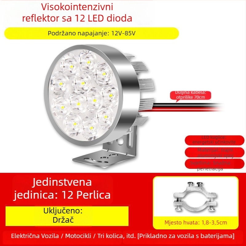 Žarulja glavnog svjetla za motocikle za električna vozila i tricikle, refit spot svjetlo, 1W, vanjski nosač, zamjena žarulje
