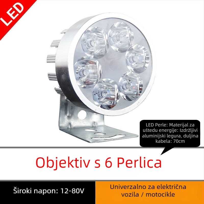 Žarulja glavnog svjetla za motocikle za električna vozila i tricikle, refit spot svjetlo, 1W, vanjski nosač, zamjena žarulje