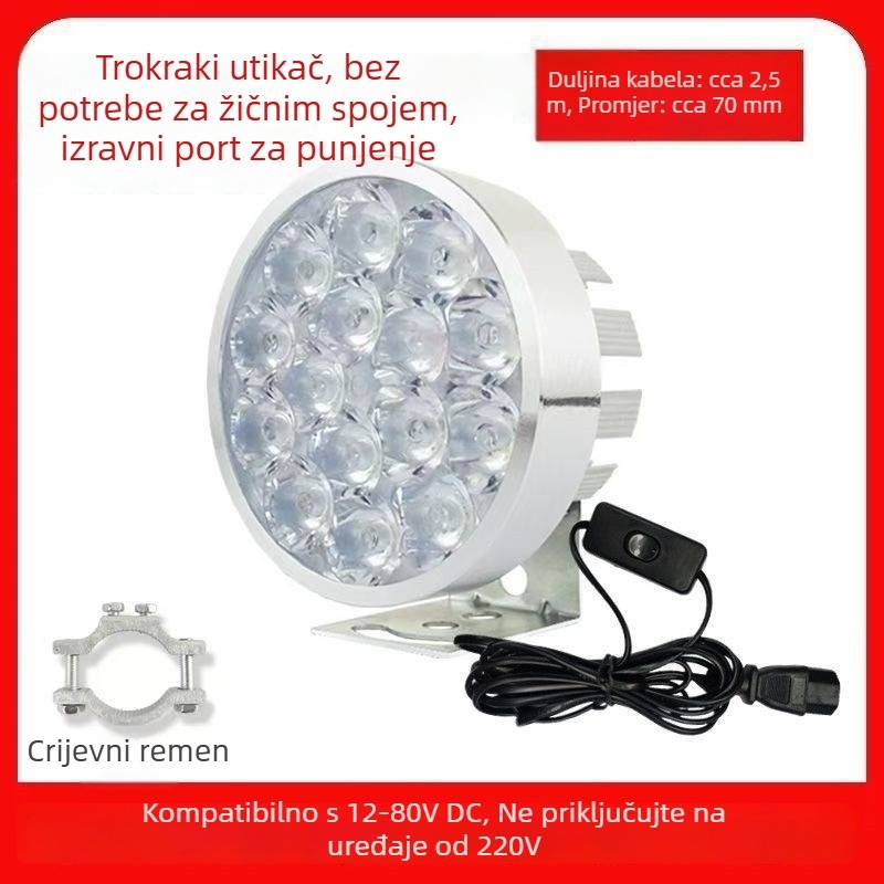 Žarulja glavnog svjetla za motocikle za električna vozila i tricikle, refit spot svjetlo, 1W, vanjski nosač, zamjena žarulje