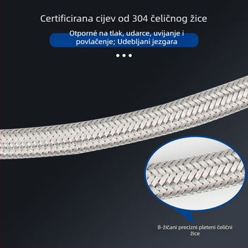 Bedi 304 nehrđajući čelik, opletena vodovodna crijev za slavinu, navoj, 0-100°C