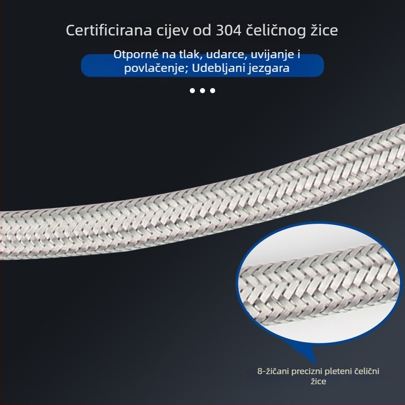 Bedi 304 nehrđajući čelik, opletena vodovodna crijev za slavinu, navoj, 0-100°C