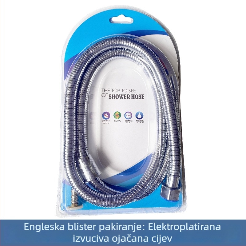 Tuš cijev od nehrđajućeg čelika – ojačana, otporna na eksplozije, otporna na visoke temperature, brzo spajanje, ručna ugradnja (Nominalni tlak 1.6 MPa; Materijal: nehrđajući čelik; Spojnice: nehrđajući čelik)