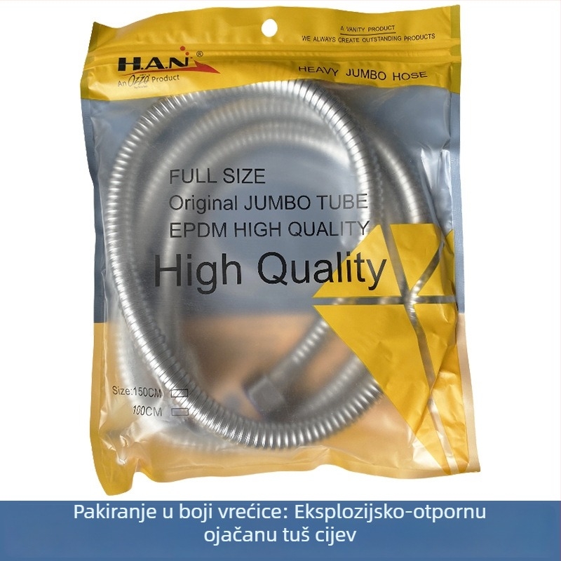 Tuš cijev od nehrđajućeg čelika – ojačana, otporna na eksplozije, otporna na visoke temperature, brzo spajanje, ručna ugradnja (Nominalni tlak 1.6 MPa; Materijal: nehrđajući čelik; Spojnice: nehrđajući čelik)