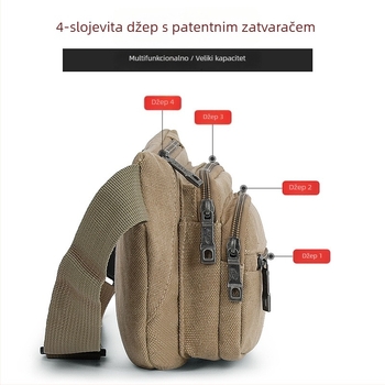 Muška platnena torbica za struk, gradski minimalistički stil, prozračna, idealna za putovanja u slobodno vrijeme