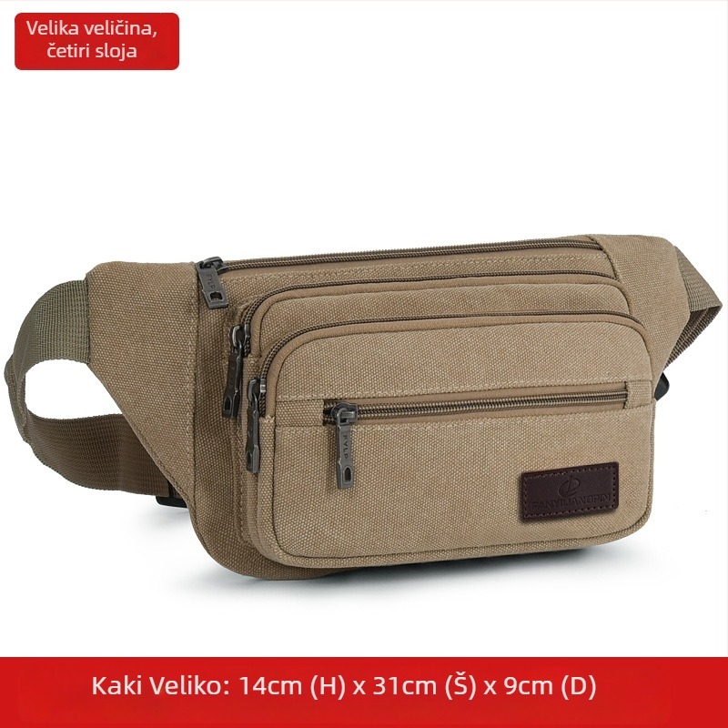 Muška platnena torbica za struk, gradski minimalistički stil, prozračna, idealna za putovanja u slobodno vrijeme