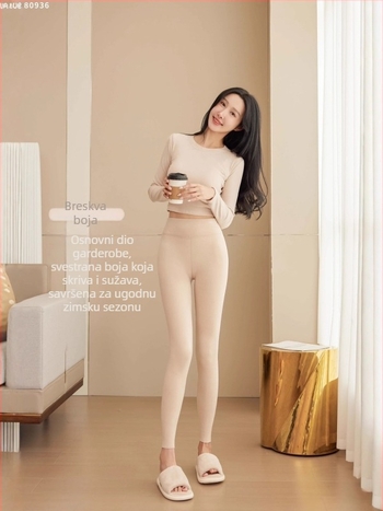 Giordani fleecem podstavljene tight legging za jesen/zimu, od spandeksa, zadržavaju toplinu, ravni kroj, s motivom osobe