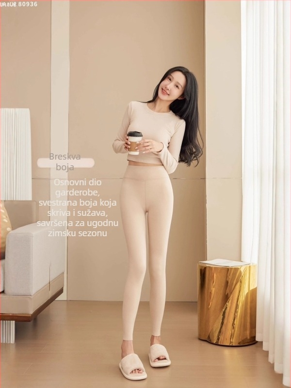 Giordani fleecem podstavljene tight legging za jesen/zimu, od spandeksa, zadržavaju toplinu, ravni kroj, s motivom osobe