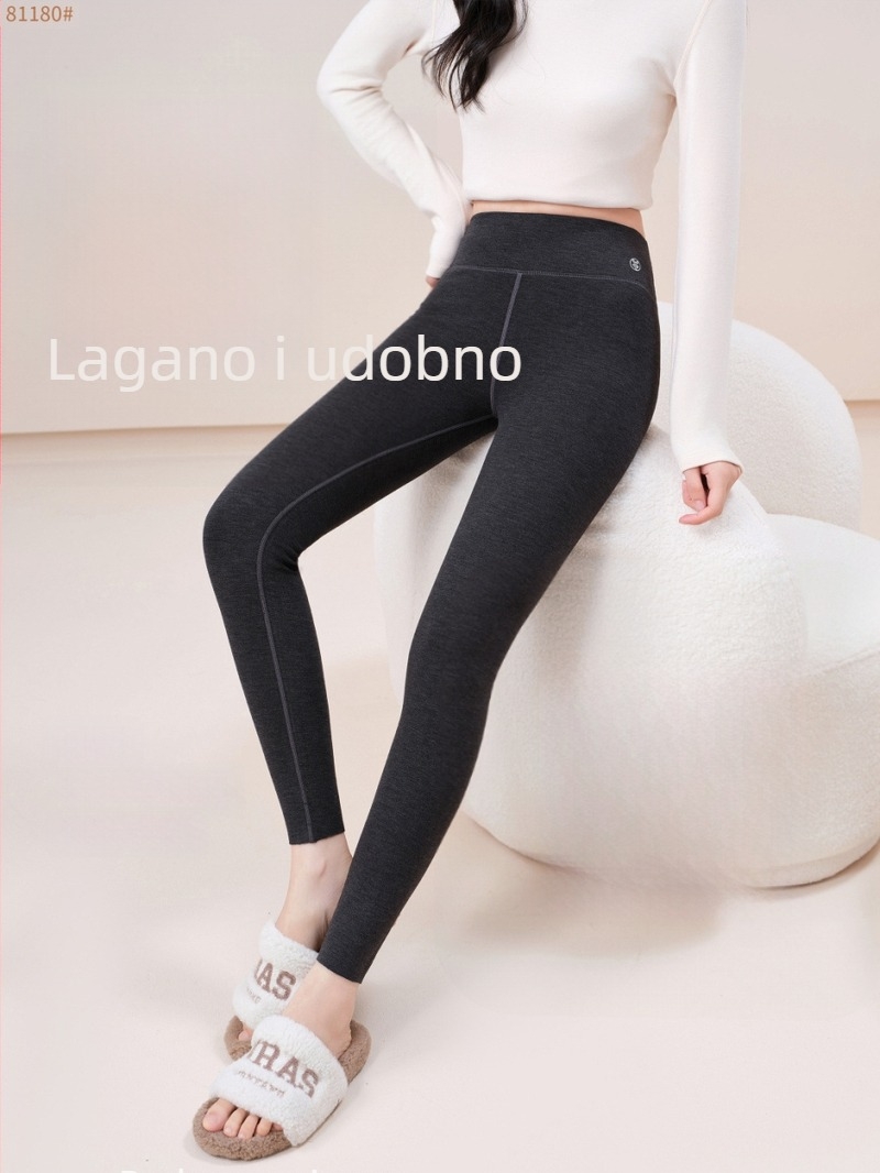 Giordani fleecem podstavljene tight legging za jesen/zimu, od spandeksa, zadržavaju toplinu, ravni kroj, s motivom osobe