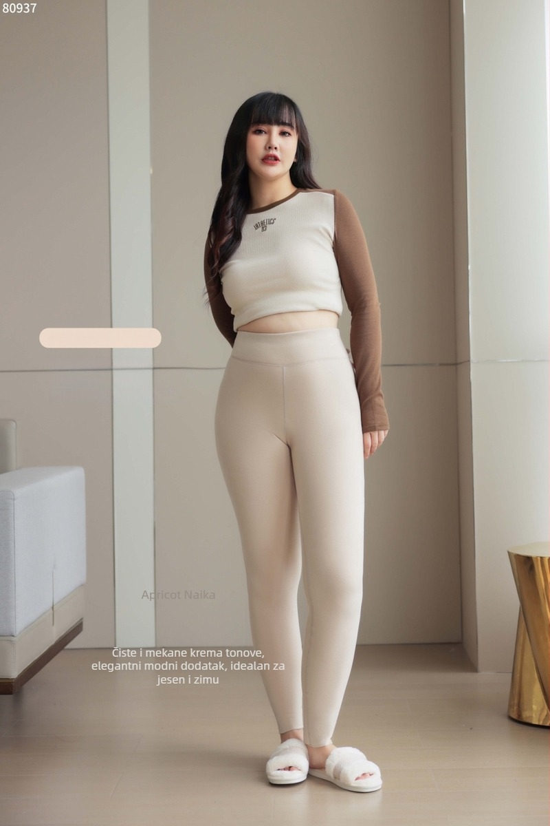 Giordani fleecem podstavljene tight legging za jesen/zimu, od spandeksa, zadržavaju toplinu, ravni kroj, s motivom osobe