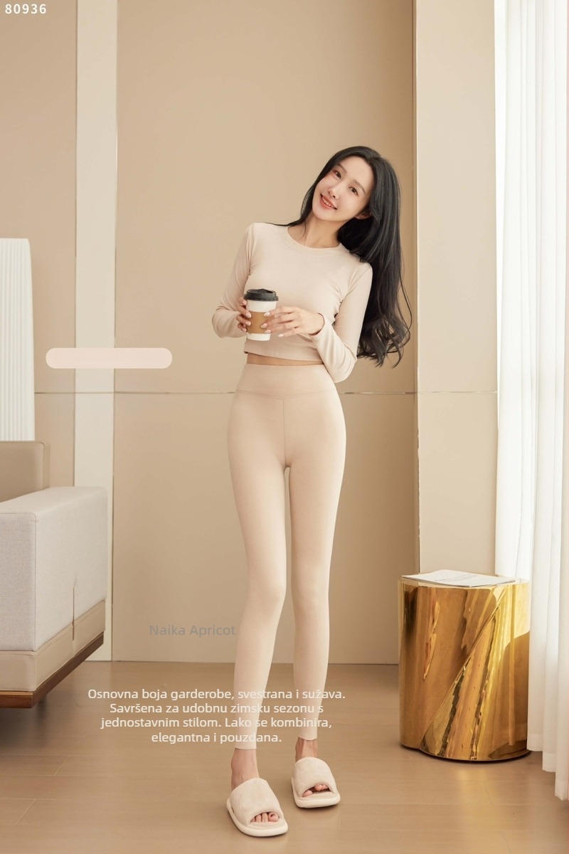 Giordani fleecem podstavljene tight legging za jesen/zimu, od spandeksa, zadržavaju toplinu, ravni kroj, s motivom osobe