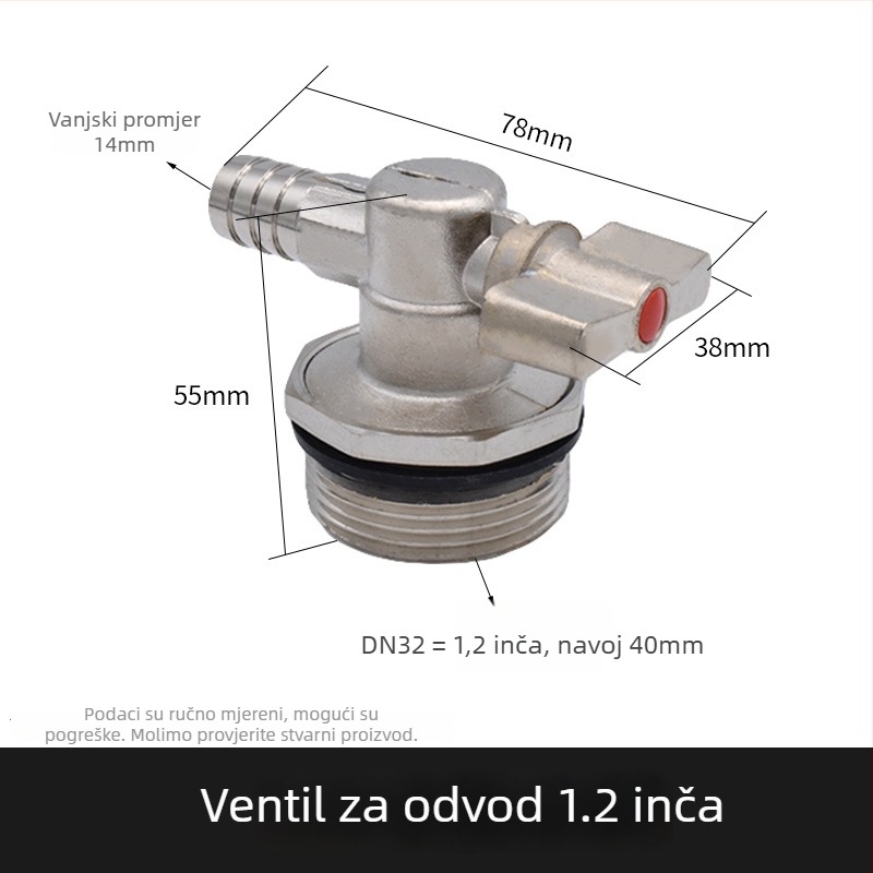 Bakar drenazni ventil za geotermalno podno grijanje; potpuno bakreno kućište; bakreno tijelo; za ispuštanje