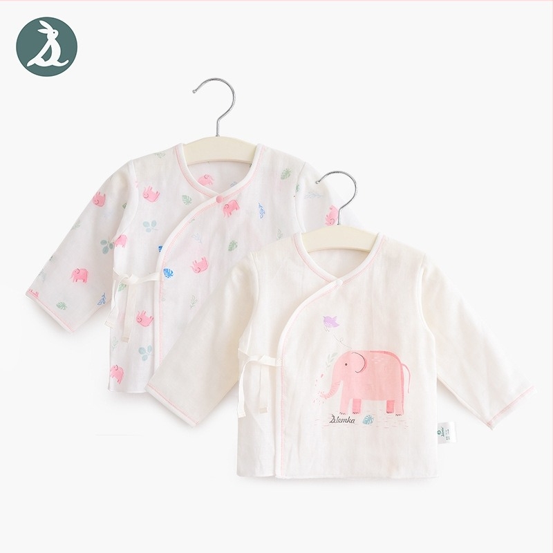 Beba top s dugim rukavima od gaze pamuka, 100% pamuk, mekan tretman, okrugli izrez, za novorođenčad 0–1 godina, ljetna odjeća