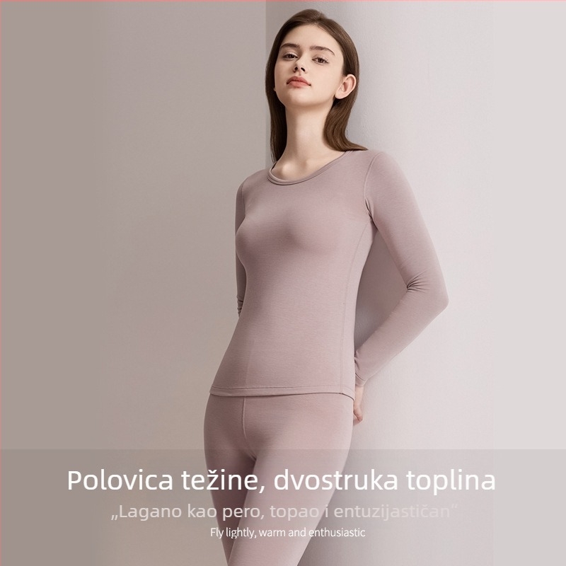 Ženski topli set od modala, kašmira i svile za jesen-zimu, top i hlače — topao i oblikuje siluetu.
