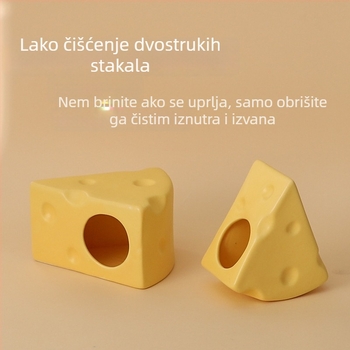 Keramičko gnijezdo za hrčka u obliku cheeseburgera za ljetno hlađenje, unutarnja uporaba (Materijal: keramika; Oblik: cheeseburger; Sezona: ljeto; Stil: crtani; Upotreba: unutarnje)