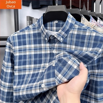 Muška košulа s dugim rukavima od češljanog pamuka, 96%+ pamuk, kvadratni ovratnik, korejski stil, uski kroj, jednobojna