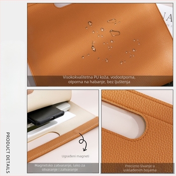 Yechun PU kožna torba za dokumente s magnetskim zatvaračem, vodootporna, velika kapaciteta, model Paper Brick