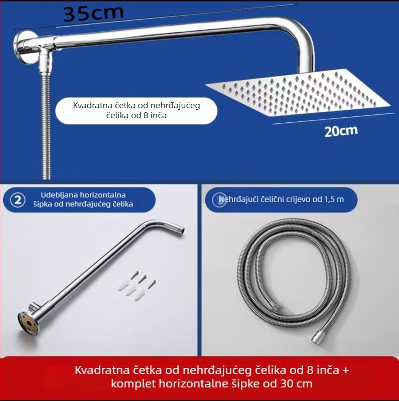 Set za tuširanje od nehrđajućeg čelika | kišni režim | montaža G1/2 | kromirani završni premaz | moderni minimalistički stil