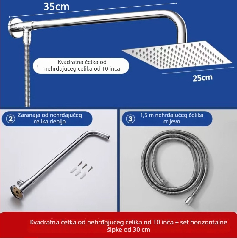 Set za tuširanje od nehrđajućeg čelika | kišni režim | montaža G1/2 | kromirani završni premaz | moderni minimalistički stil