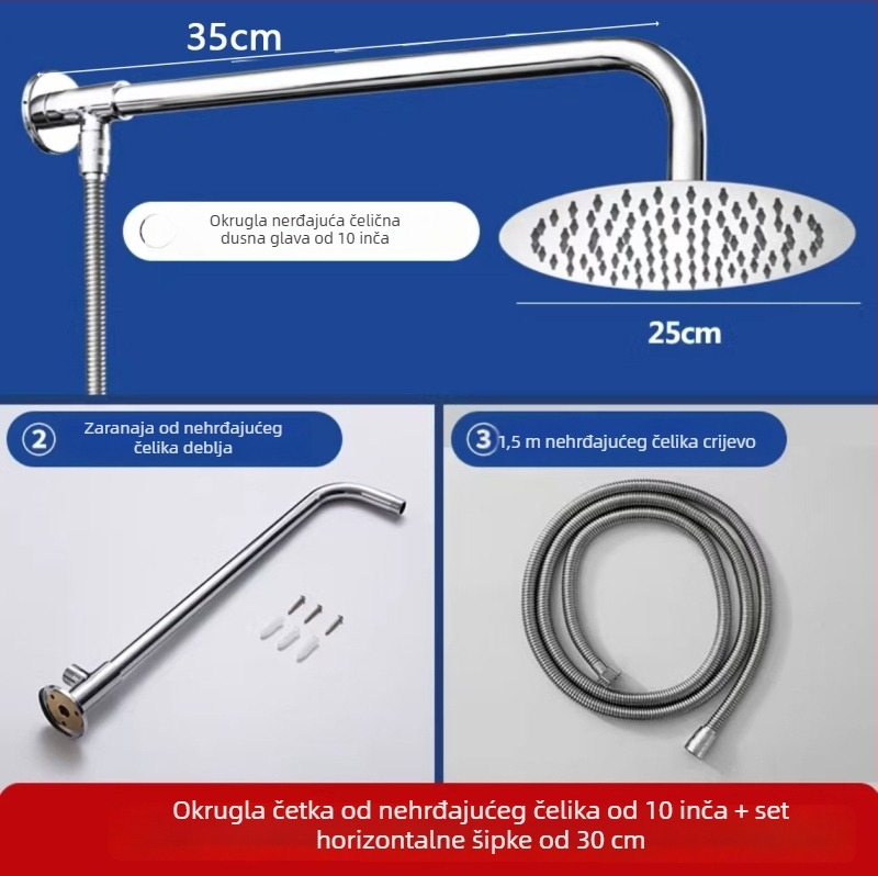 Set za tuširanje od nehrđajućeg čelika | kišni režim | montaža G1/2 | kromirani završni premaz | moderni minimalistički stil