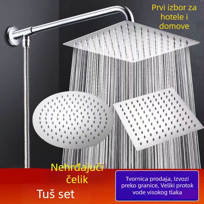 Set za tuširanje od nehrđajućeg čelika | kišni režim | montaža G1/2 | kromirani završni premaz | moderni minimalistički stil