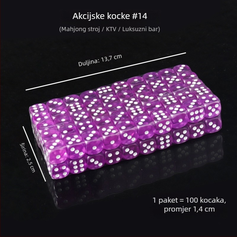 Akrilne kockice sa zaobljenim rubovima, kristalne kocke, na skladištu, model iHFRnr2f; Materijal: Akril; Stil: Zaobljene rubove; Oblik: Drugo; Primijenjene scene: Šah i karte