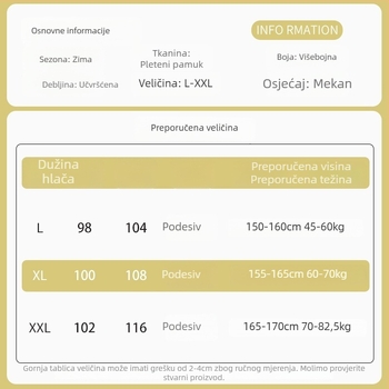 Pidžama hlače za trudnice spavanje s trostrukim pamučnim punjenjem, izuzetno debele, duge, prozračan pamuk, toplo zima