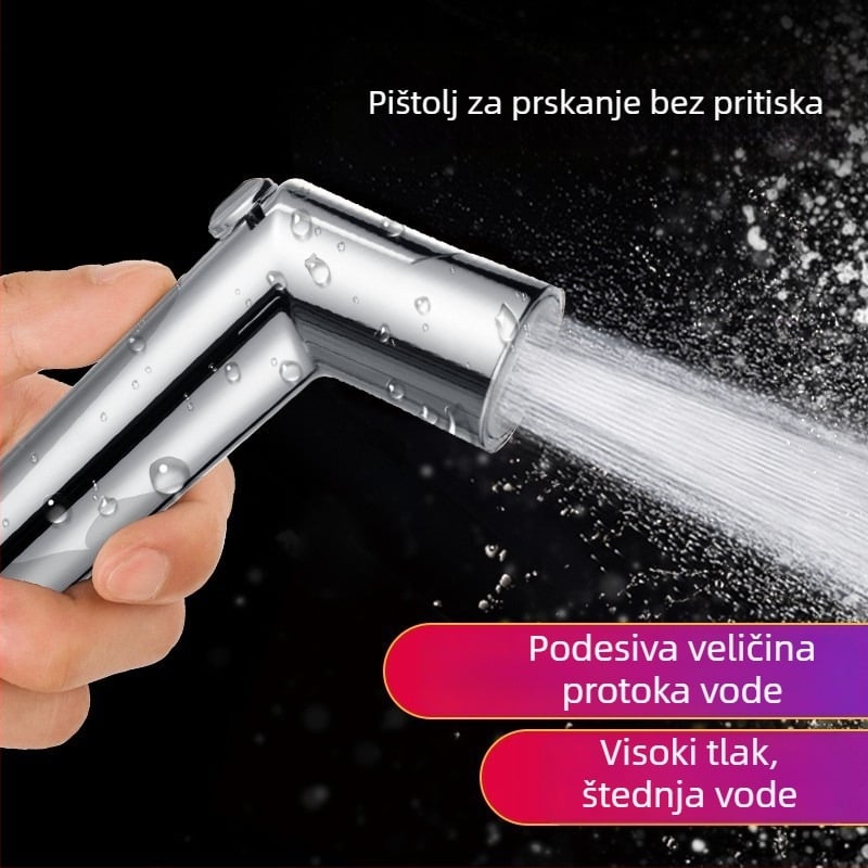 WC bidet sprej s podesivim protokom, ABS materijal, 4-točkovna veza, elektroplating završna obrada, prijenosno