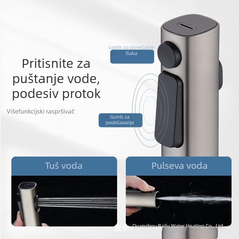 Dvostrukom brzinskom tuš pištolj za kupaonicu – ABS kućište, elektroplatirano završno obrada, model BL-1106, automatsko punjenje vode, mlaz kiše