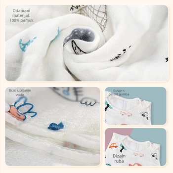 Spavaća vreća za bebe i djecu, crtani uzorak, stil vest, sve sezone uporabe (Materijal: 100% pamuk; Podstava: 100% pamuk; Punilo: 100% pamuk)