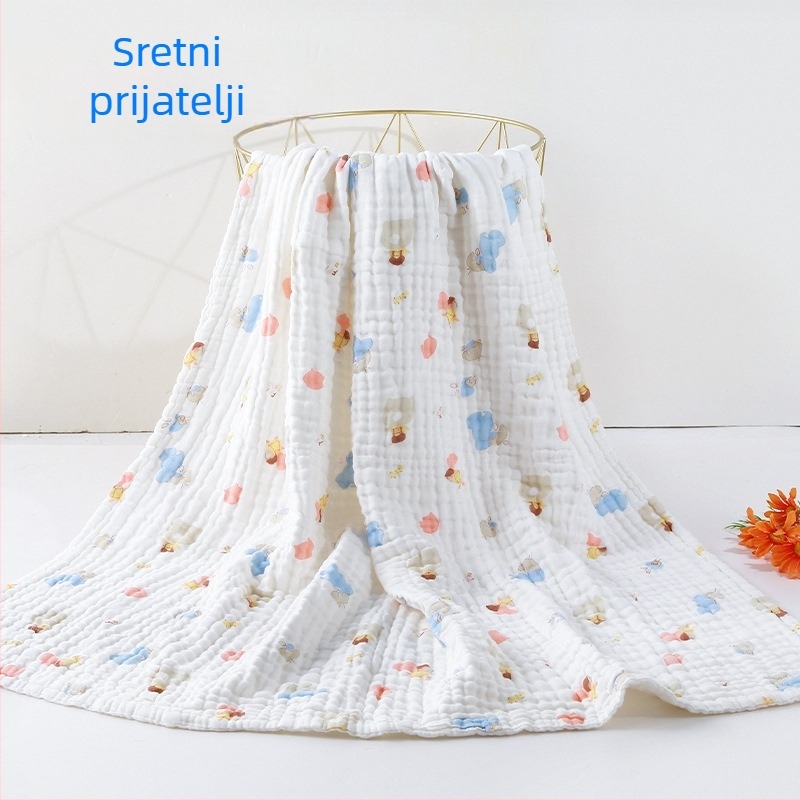 Dječji ručnik za kupanje od čiste pamuka, 6-slojni pokrivač za novorođenčad, ručnik za kupanje s uzorkom životinja