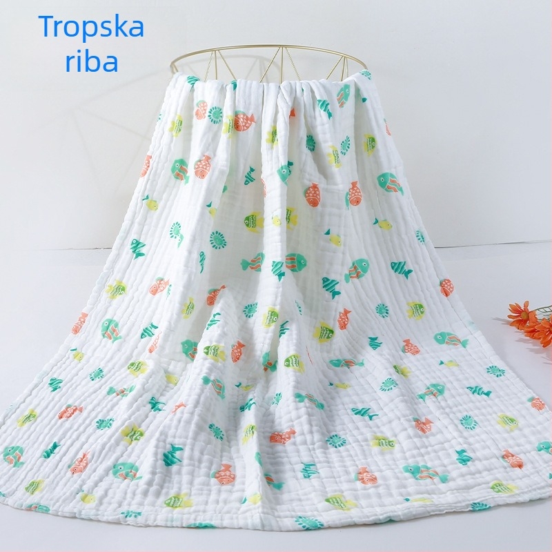 Dječji ručnik za kupanje od čiste pamuka, 6-slojni pokrivač za novorođenčad, ručnik za kupanje s uzorkom životinja