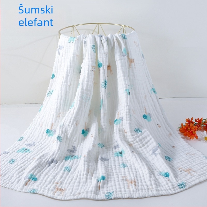 Dječji ručnik za kupanje od čiste pamuka, 6-slojni pokrivač za novorođenčad, ručnik za kupanje s uzorkom životinja