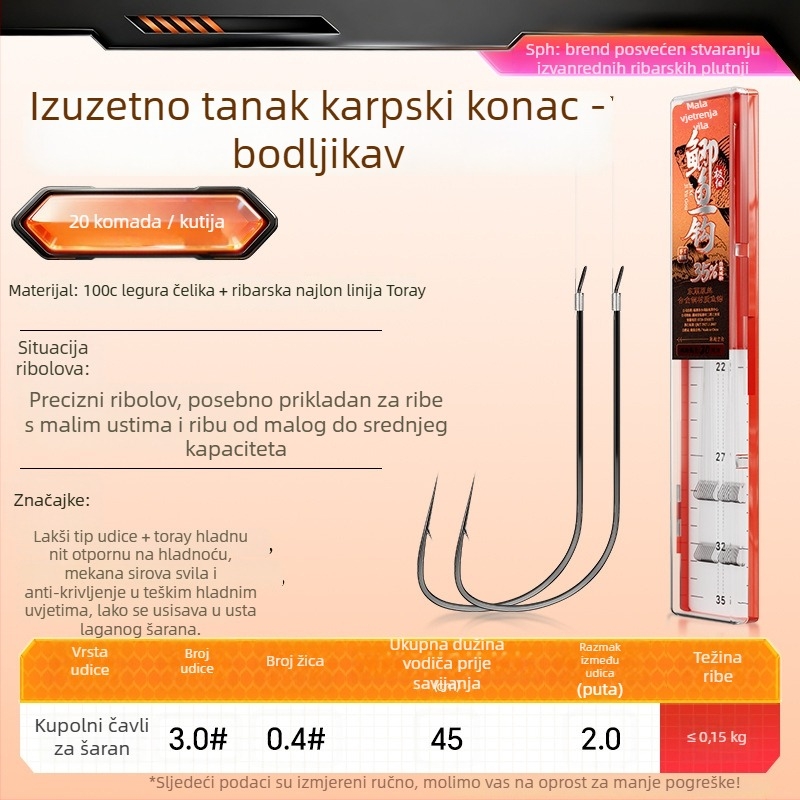 Little Fengxian Dvostruka Udica s Podlinijom za Rijeke Ribolov, 20 Parova u Kutiji