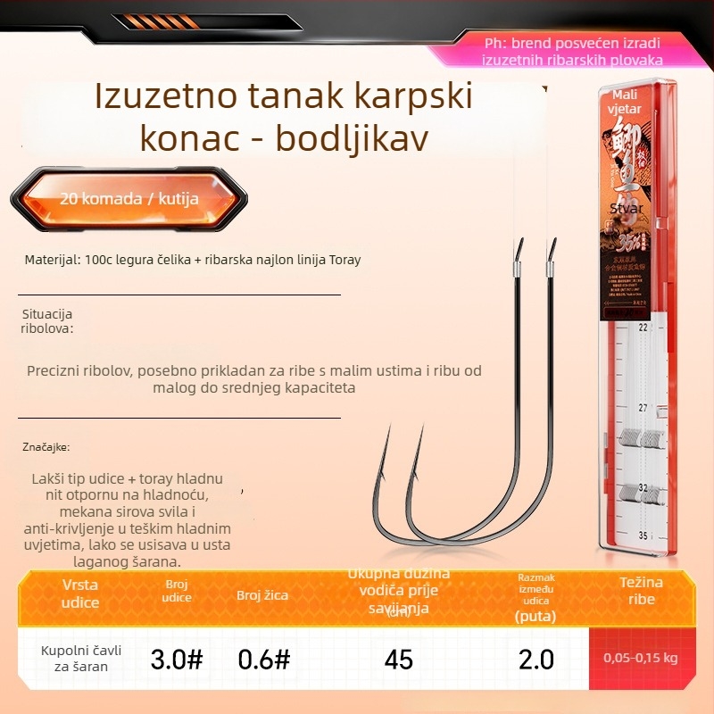 Little Fengxian Dvostruka Udica s Podlinijom za Rijeke Ribolov, 20 Parova u Kutiji