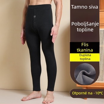 Muške termo hlače s flis podstavom, visokim strukom, dvostruko slojene, poliester materijal