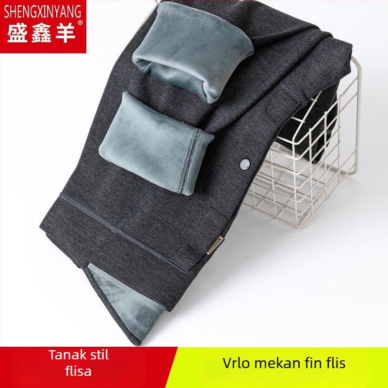 Muške termo hlače s flis podstavom, visokim strukom, dvostruko slojene, poliester materijal