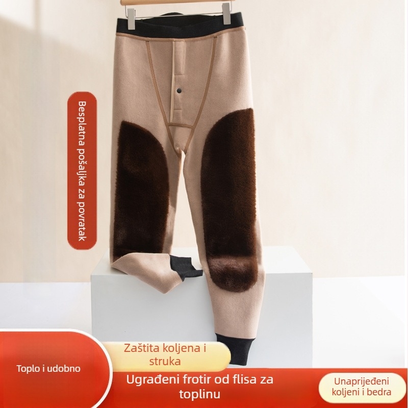 Muške termo hlače s flis podstavom, visokim strukom, dvostruko slojene, poliester materijal