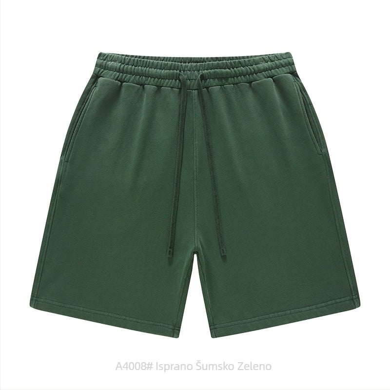 Unisex kratke hlače od pamuka, vezanje na vrhu, širok kroj, mikro-elastičnost, casual gradski stil za svakodnevnu upotrebu