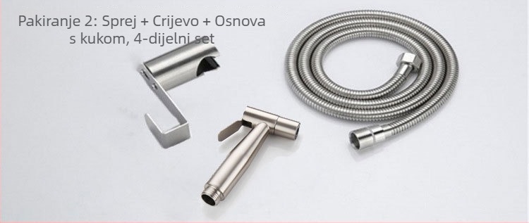 Set tuš-pištolj za WC od nehrđajućeg čelika, zidni montažni, YC-8533 model, funkcije: raspršivanje, masaža i kiša, 0-90°C