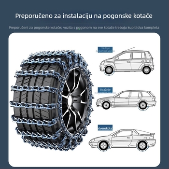 Čelični protuklizni snježni lanac – univerzalno za automobile, pickup vozila, SUV, kombije i terenska vozila