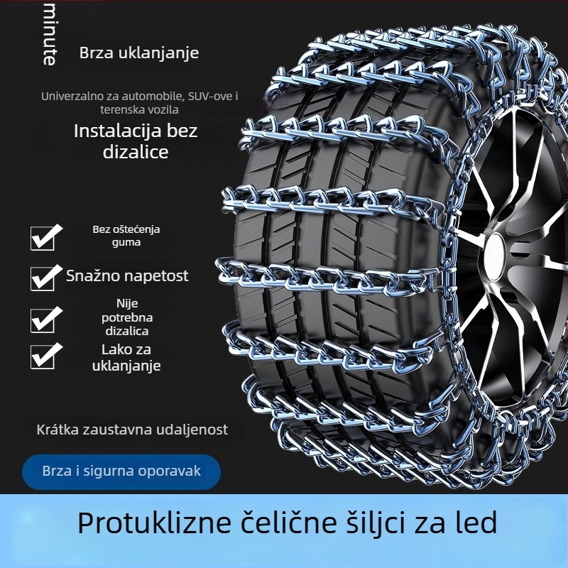 Čelični protuklizni snježni lanac – univerzalno za automobile, pickup vozila, SUV, kombije i terenska vozila