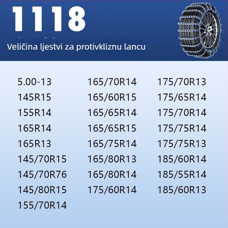 Čelični protuklizni snježni lanac – univerzalno za automobile, pickup vozila, SUV, kombije i terenska vozila