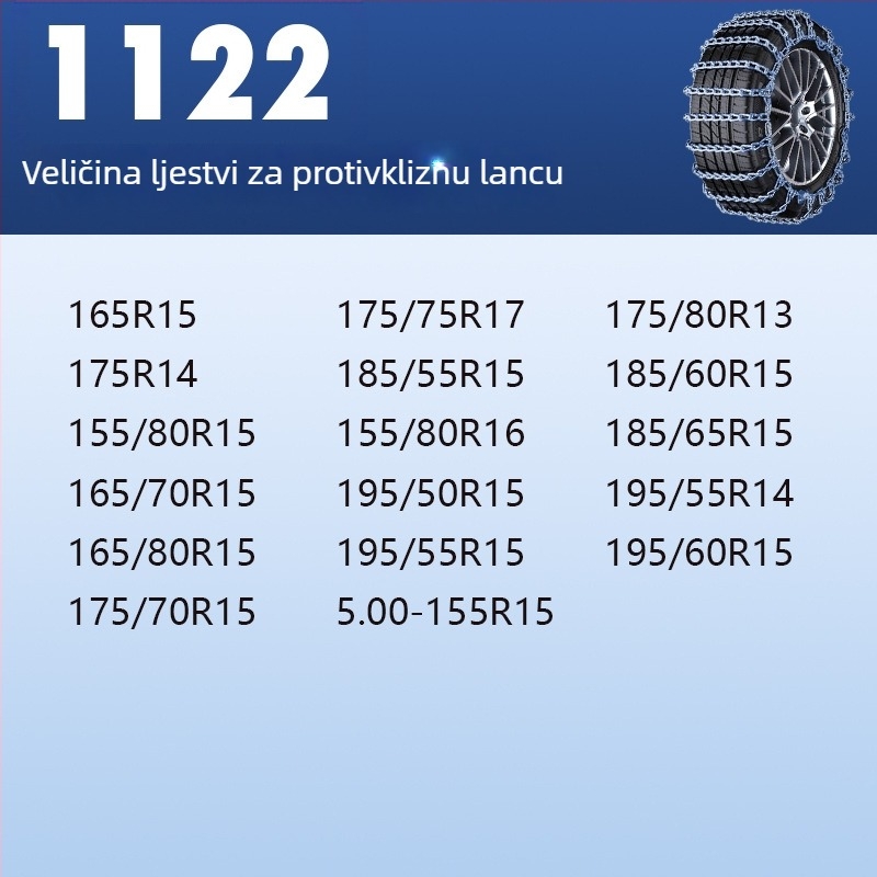 Čelični protuklizni snježni lanac – univerzalno za automobile, pickup vozila, SUV, kombije i terenska vozila