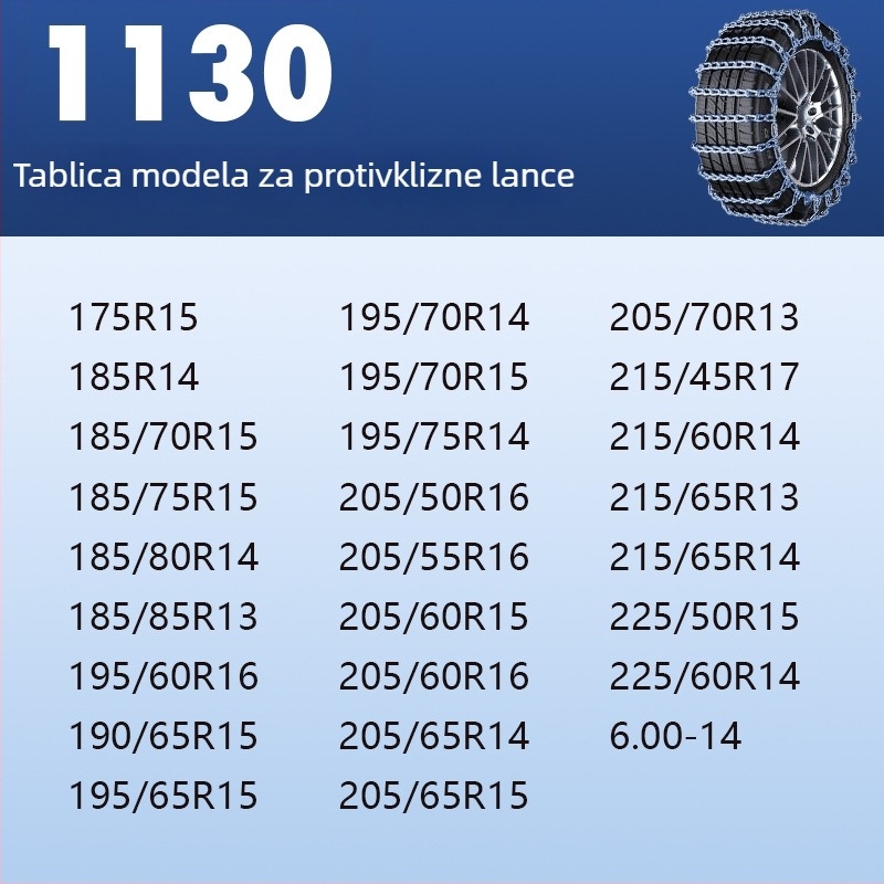 Čelični protuklizni snježni lanac – univerzalno za automobile, pickup vozila, SUV, kombije i terenska vozila