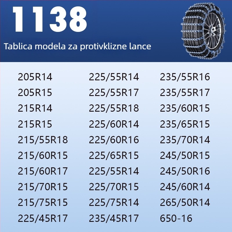 Čelični protuklizni snježni lanac – univerzalno za automobile, pickup vozila, SUV, kombije i terenska vozila