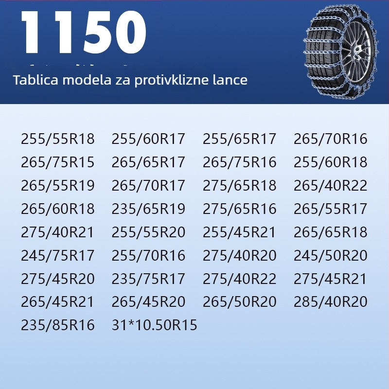 Čelični protuklizni snježni lanac – univerzalno za automobile, pickup vozila, SUV, kombije i terenska vozila