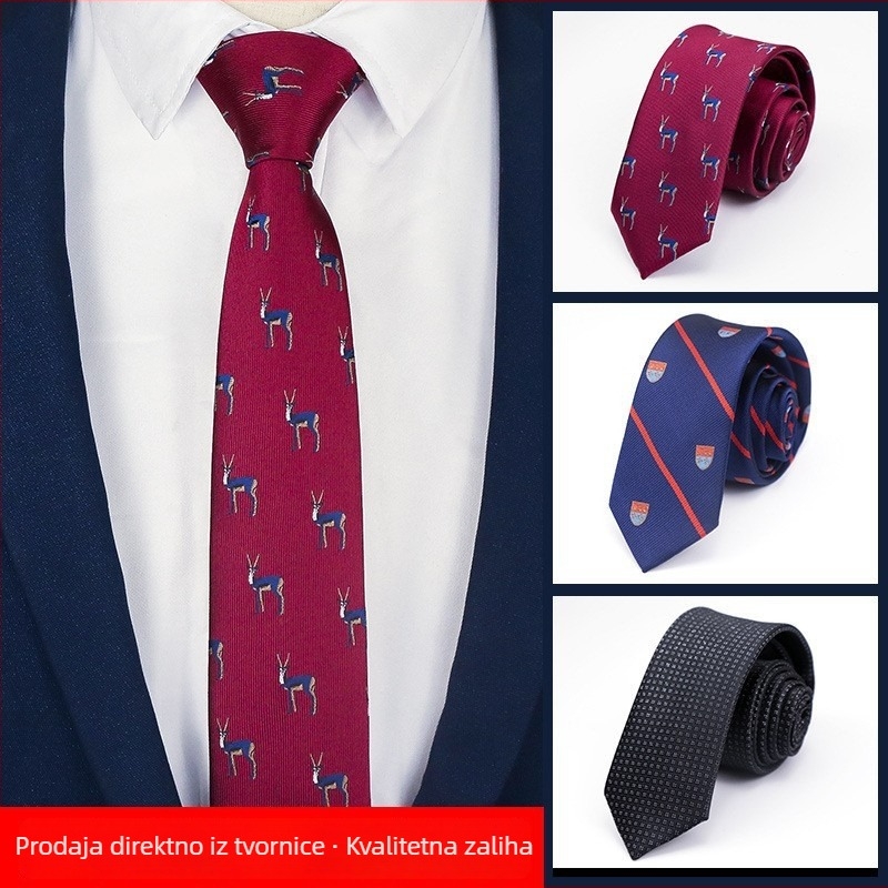 Muška kravata jacquard poliester-saten, karikatura životinja, stil strelice, podstava poliester