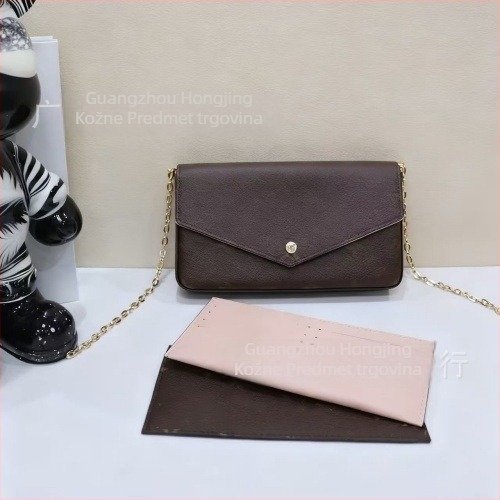 Ženska Monogram Lančana Crossbody Torba, Od Prave Kože, Horizontalni Kvadratni Oblik, Zatvarač, Unutarnja Džep za Telefon, Oxford Podstava