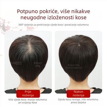 Ženska perika s bangsom, lagana, prava kosa, ravna, može se farbati